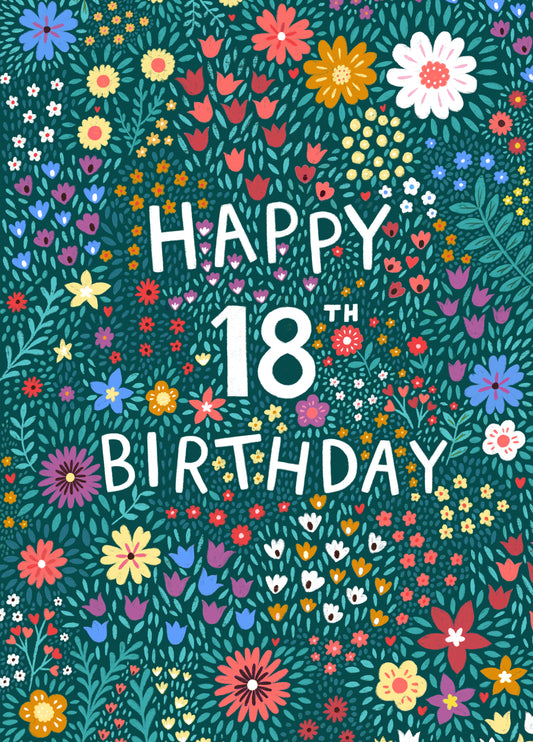 Pretty Birthday Card - 18th - Floral