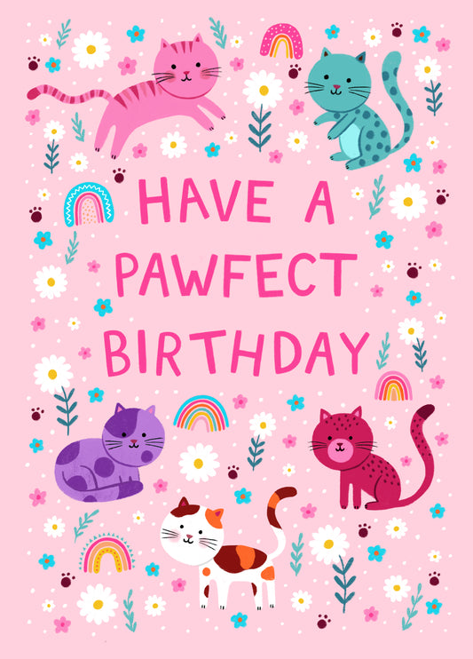 Cute Birthday Card - Cats - Pawfect