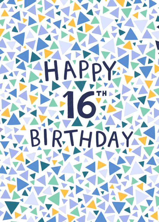 Classic 16th Birthday Card - Geometric - For Him