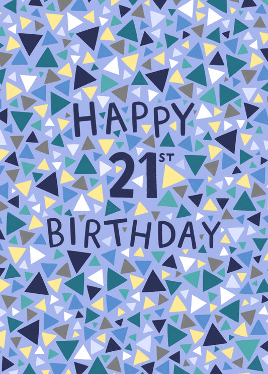 Classic Birthday Card - 21st - Geometric Pattern - For Him