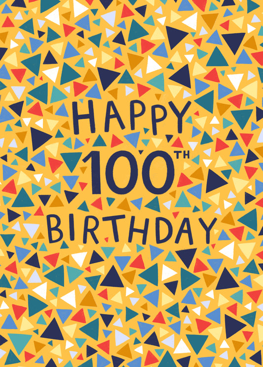 Classic Birthday Card - 100th - Geometric - For Him