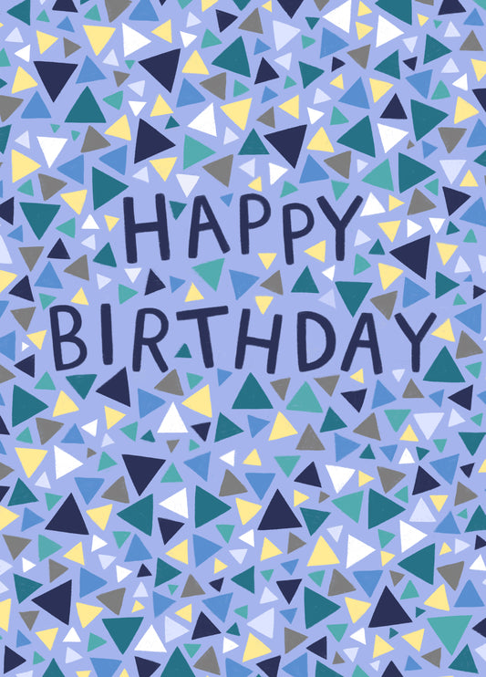 Classic Birthday Card - Light Blue Geometric Pattern - For Him