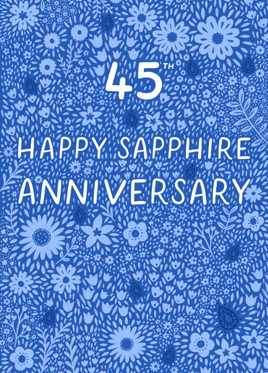Pretty Anniversary Card - 45th - Sapphire - Floral