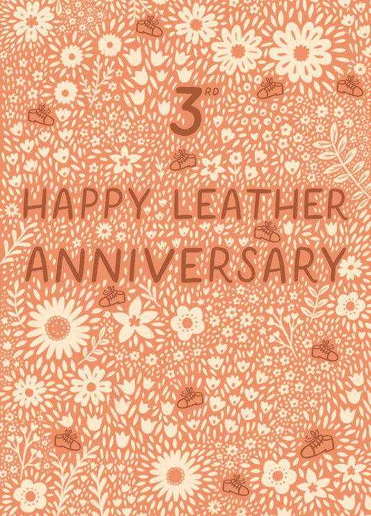 Pretty Anniversary Card - 3rd - Leather