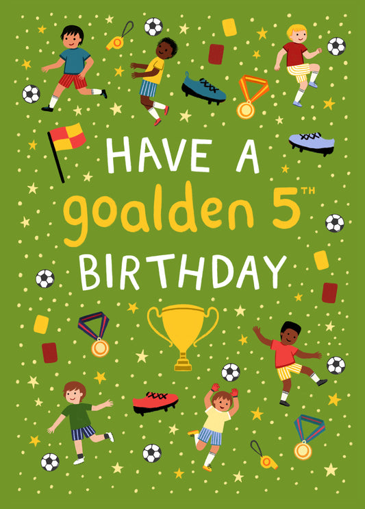 Cute Birthday Card - 5th Birthday - Football