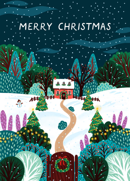 Classic Christmas Card - Snow - Cottage