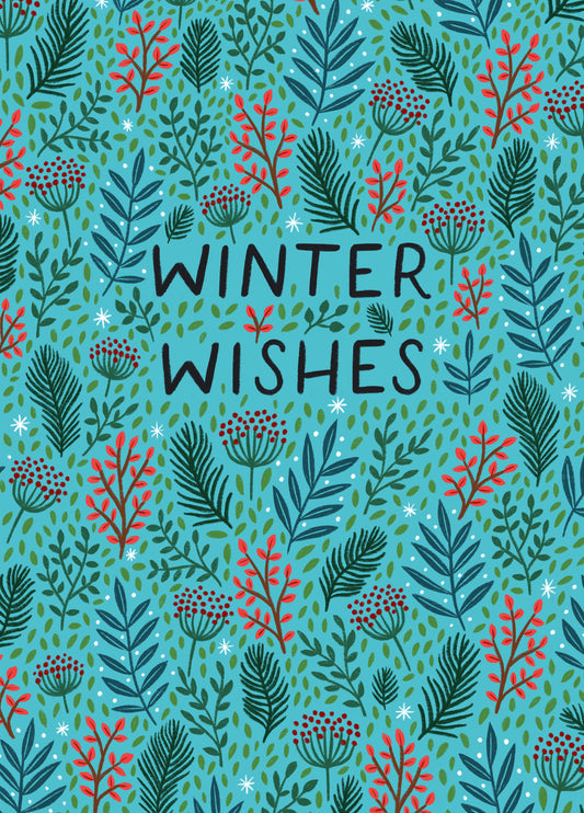 Classic Christmas Card - Winter Wishes - Berries And Holly