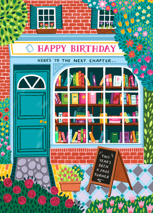 Pretty Book Birthday Card - For Her - Floral - For Book Lover - Books