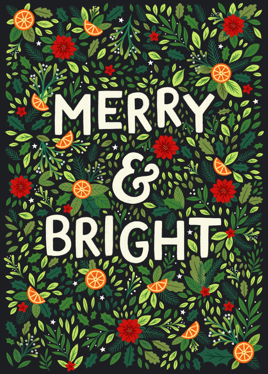 Merry & Bright Pretty Christmas Card