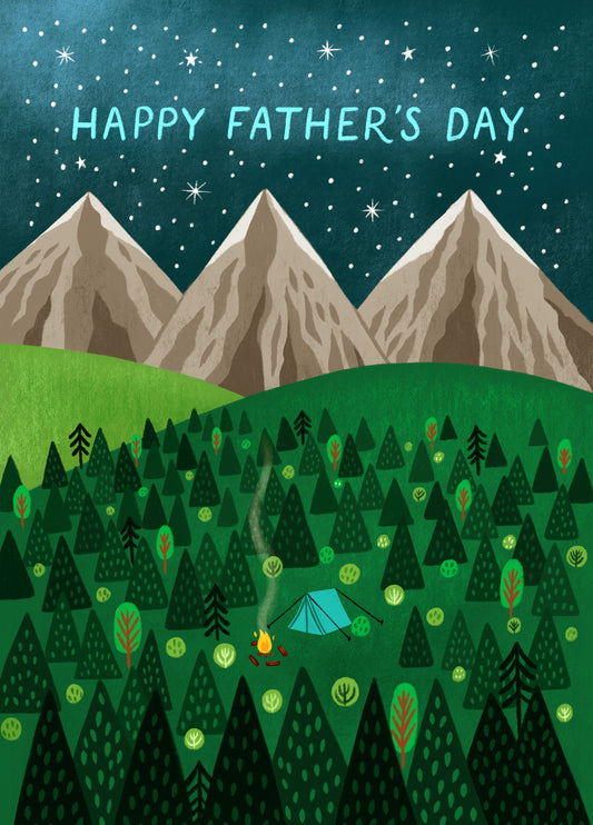 Camping And Mountains Whimsical Father's Day Card