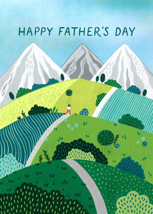 Classic Father's Day Card - Mountains - Running