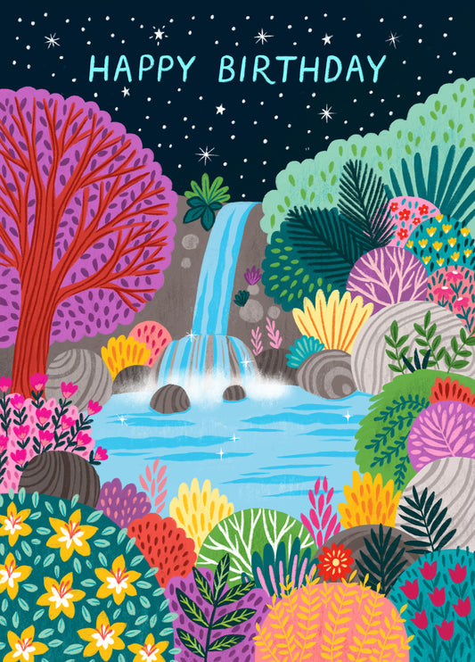 Pretty Birthday Card - Whimsical Waterfall