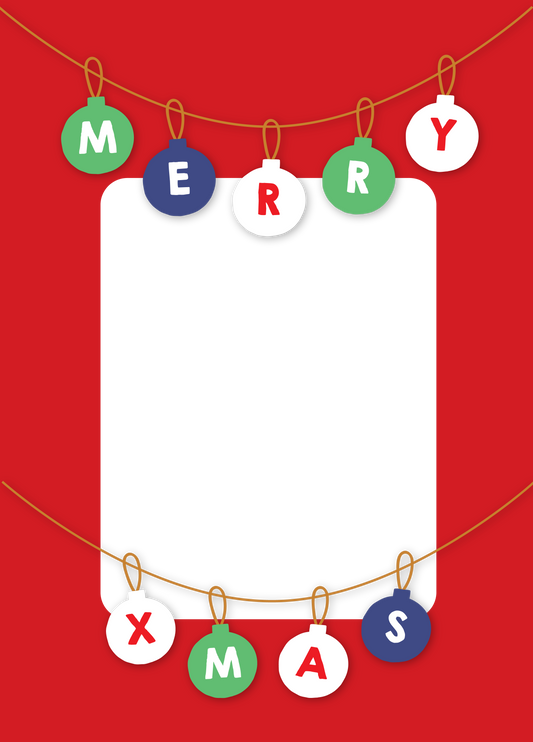 Merry Xmas Baubles Photo Upload Card