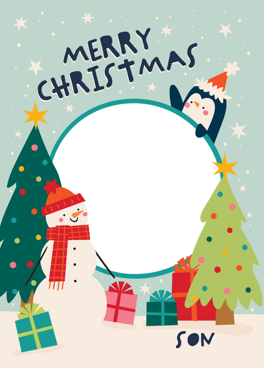 Son Christmas Scene Photo Upload Card