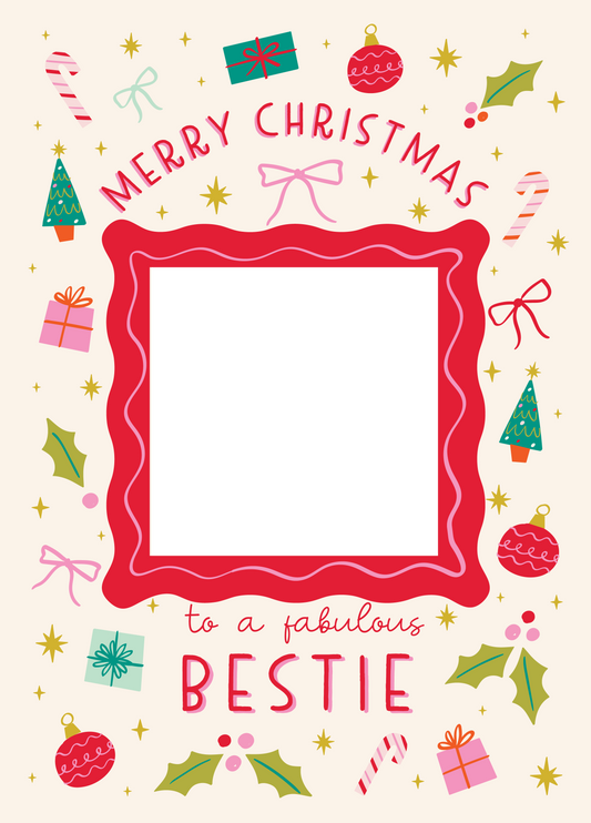 Fabulous Bestie Xmas Icons Photo Upload Card