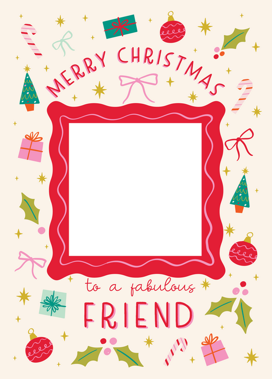 Fabulous Friend Xmas Icons Photo Upload Card