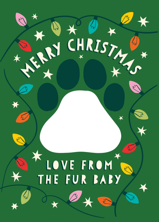 Fur Baby Paw Xmas Photo Upload Card