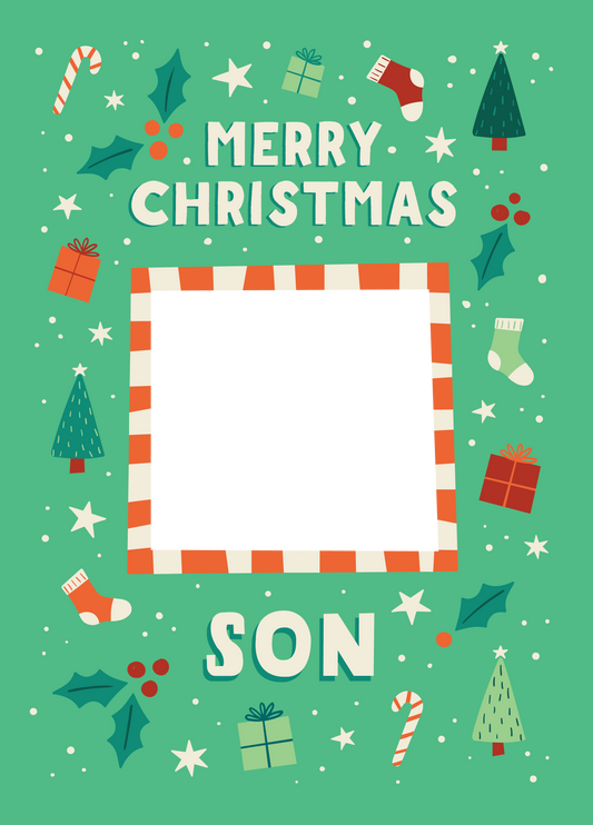 Son Xmas Icons Photo Upload Card