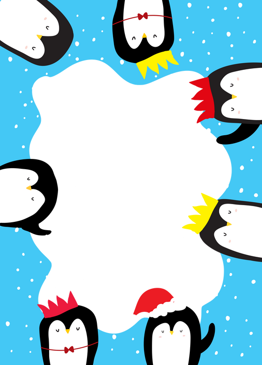 Snowy Penguins Xmas Photo Upload Card