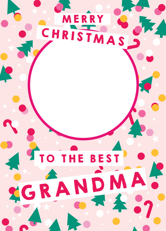 Grandma Christmas Confetti Photo Upload Card