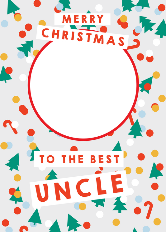 Uncle Christmas Confetti Photo Upload Card