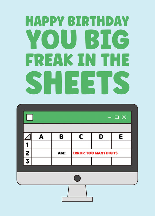 Funny And Cheeky Birthday Card For The Spreadsheet Geek In Your Life.