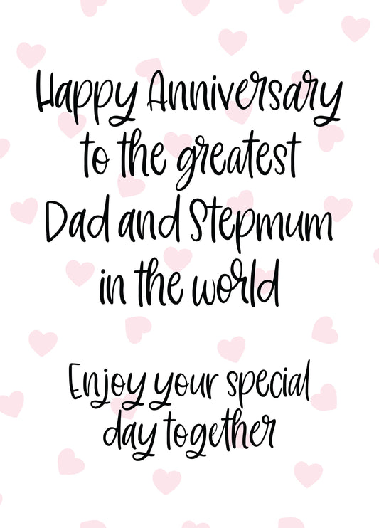 Anniversary: Greatest Dad And Stepmum In The World Card