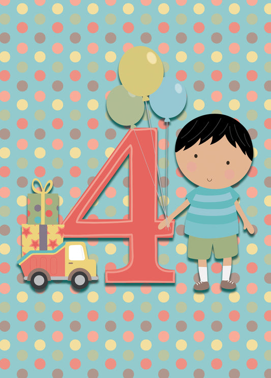 4th Birthday Truck Card