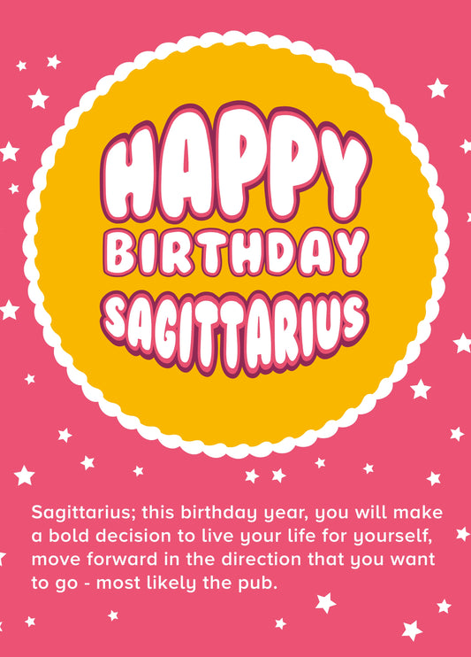 Happy Birthday Sagittarius, Let's Go To The Pub Card