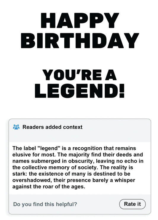 You're A Legend? Card