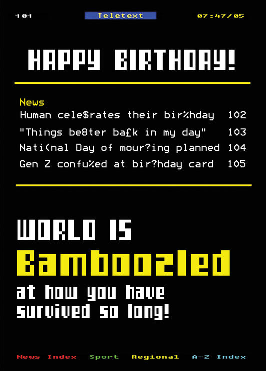 Teletext Birthday Card