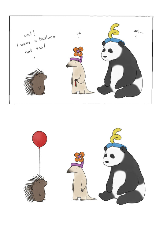I Want A Balloon Hat Too! Card