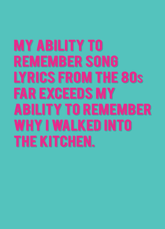 Lyrics From The 80s Card
