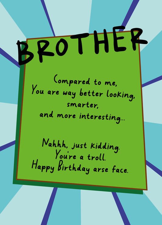Troll Face Birthday Card For Brother