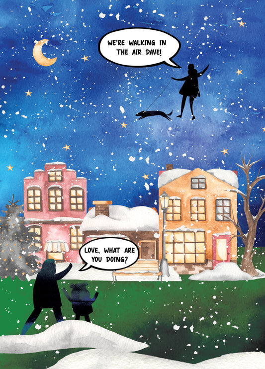 Walking (the Dog) In The Air Christmas Card