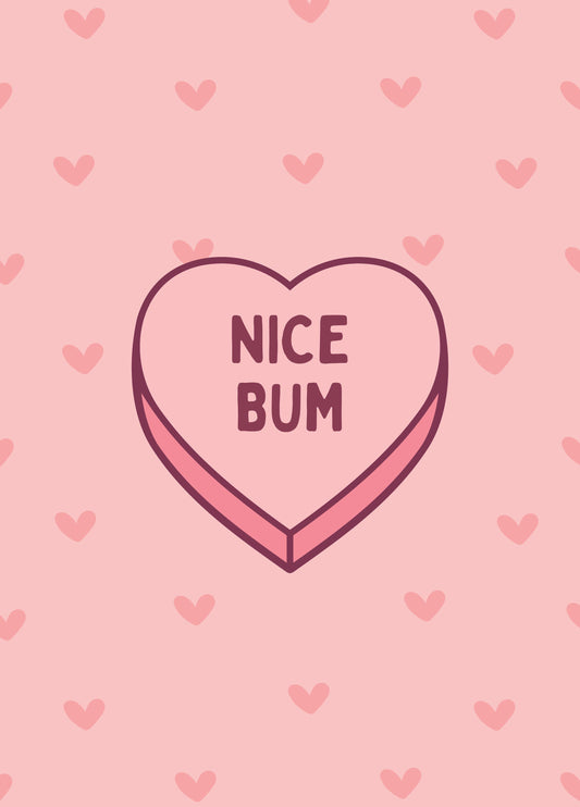 Nice Bum Candy Love Heart Card