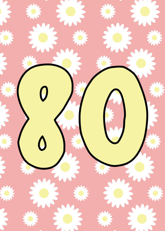 Floral 80th Birthday Card