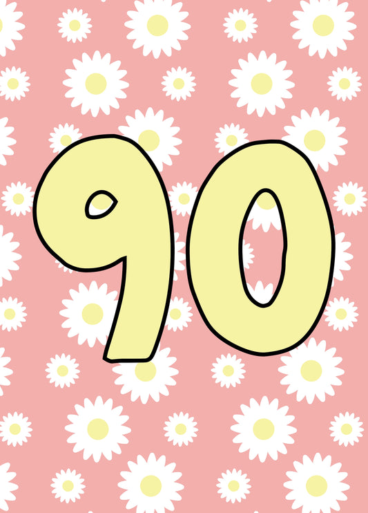 Floral 90th Birthday Card