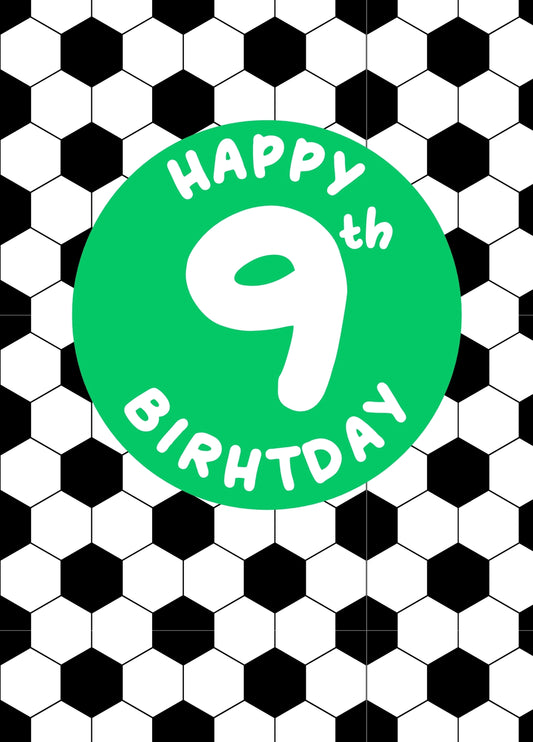 9th Birthday Football Card