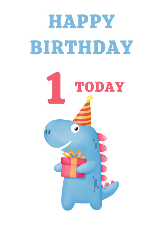 Happy Birthday - One Today Dinosaur Card