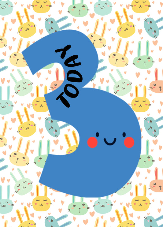 Three Today Age Birthday Card