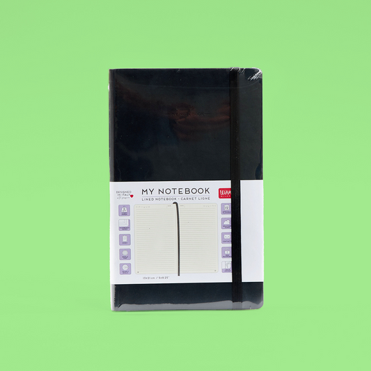 Medium Black Lined Notebook