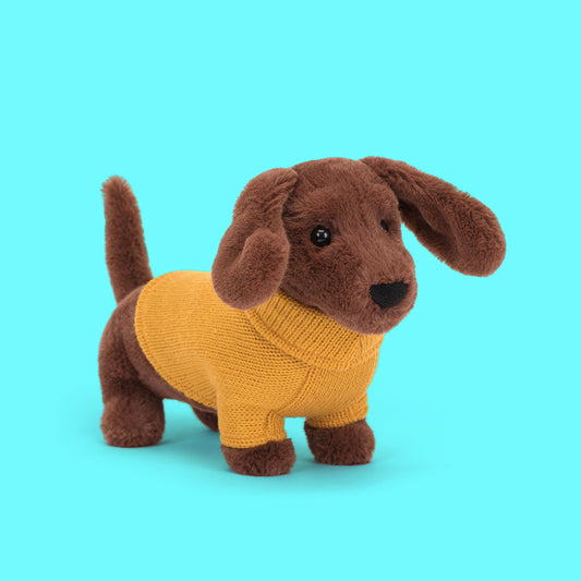 Jellycat Sweater Sausage Dog Yellow