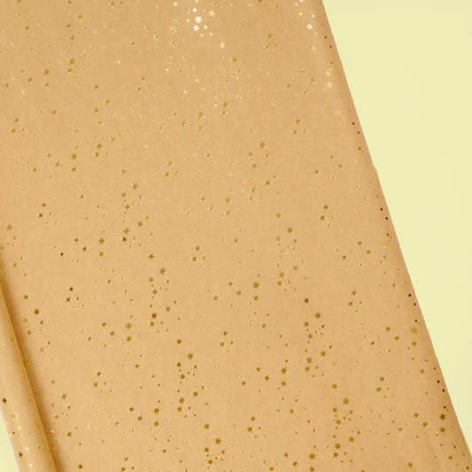 Kraft Gold Stars Roll Wrap