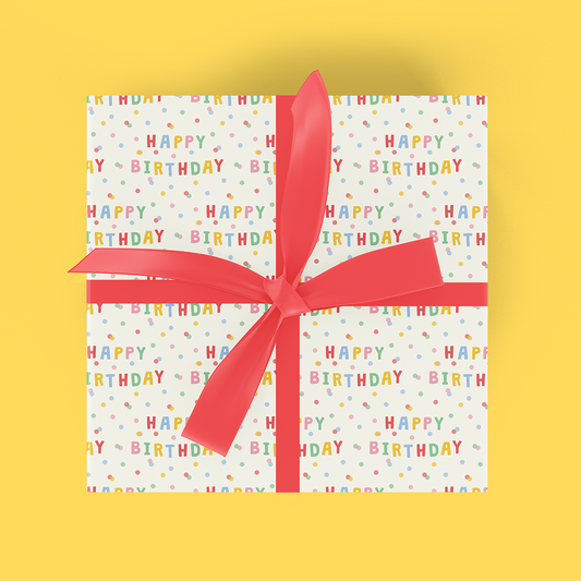 Cream Happy Birthday Flat Wrap