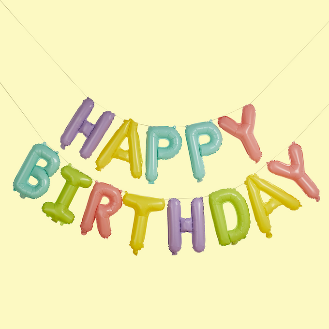 Pastel Birthday Balloon Bunting
