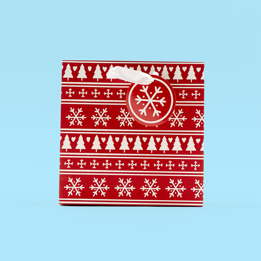 Red Fair Isle Gift Bag - Medium