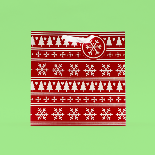 Red Fair Isle Gift Bag - Large