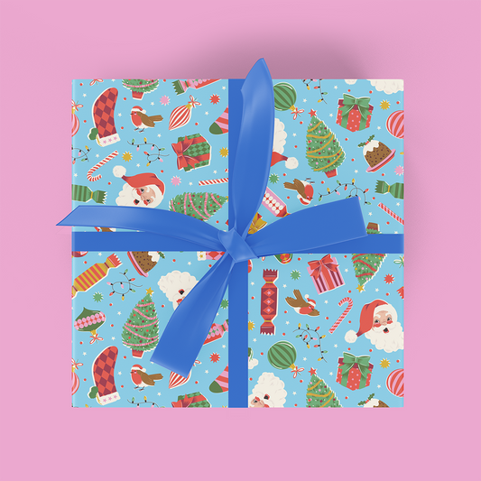 Retro Xmas Icons Flat Wrap
