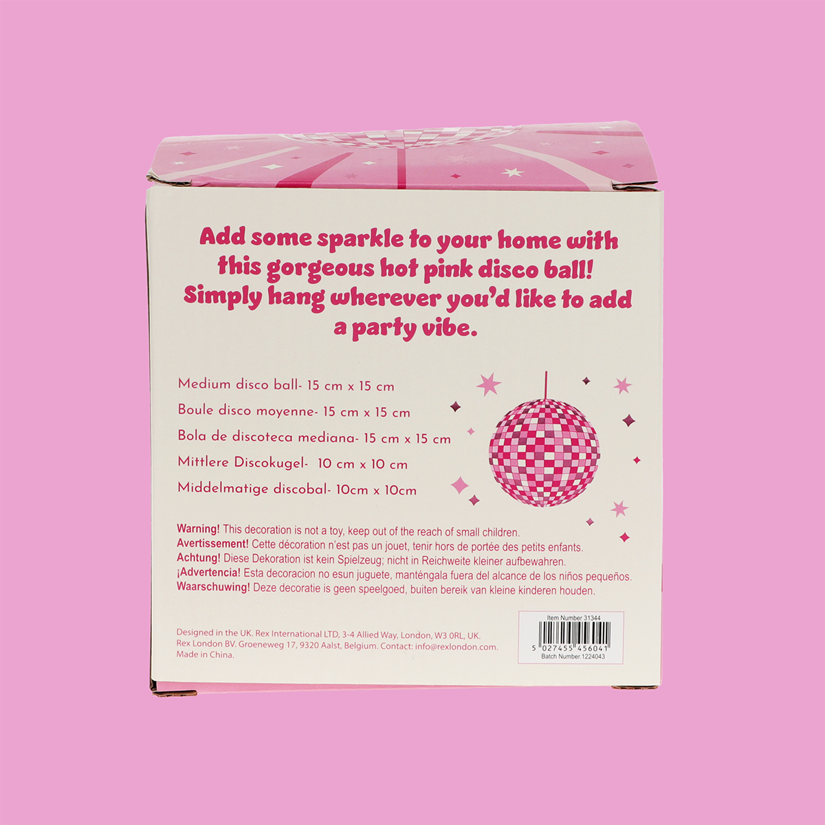 Medium Pink Hanging Disco Ball